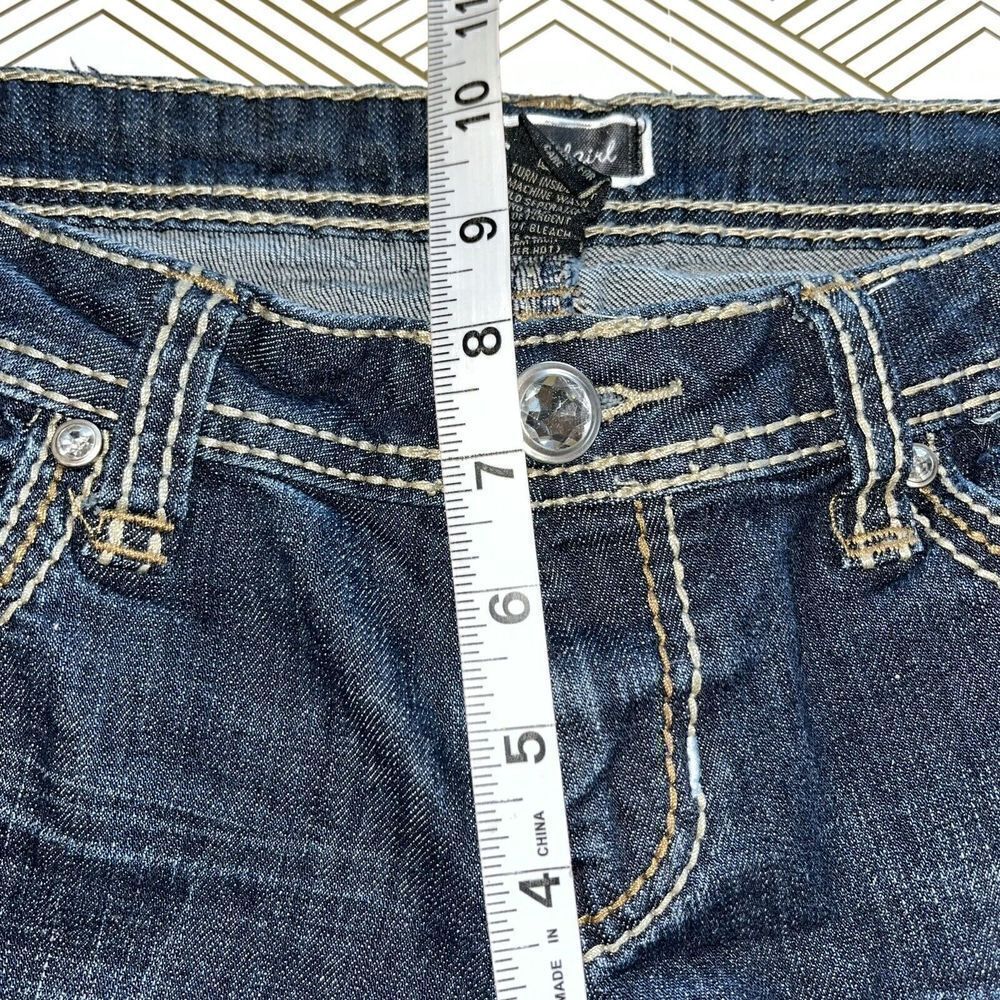 Soundgirl Embellished Thick Stitch Dark Wash‎ Bootcut Denim Jeans Size 9 Bling - Picture 12 of 13